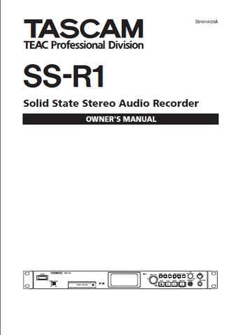 TASCAM SS-R1 SOLID STATE STEREO AUDIO RECORDER OWNER'S MANUAL 68 PAGES ENGLISH