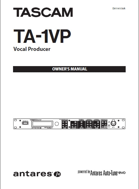 TASCAM TA-1VP VOCAL PRODUCER OWNER'S MANUAL 44 PAGES ENGLISH