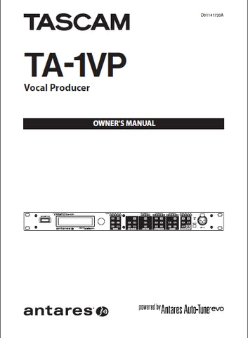 TASCAM TA-1VP VOCAL PRODUCER OWNER'S MANUAL 44 PAGES ENGLISH