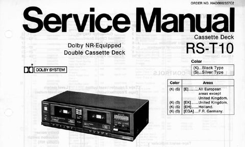 TECHNICS RS-T10 DOUBLE CASSETTE DECK SERVICE MANUAL INC SCHEMATIC DIAGRAMS 27 PAGES ENG