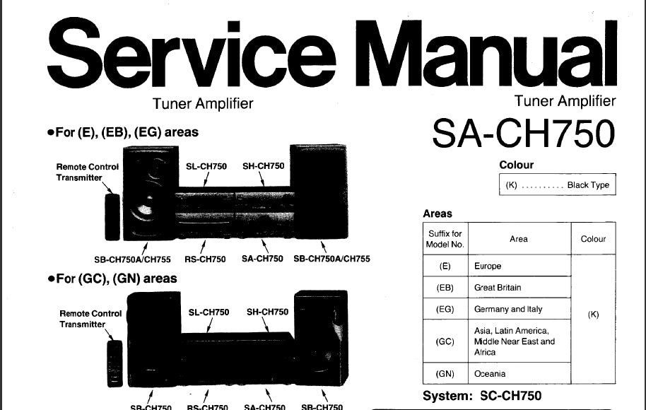 TECHNICS SA-CH750 STEREO TUNER AMPLIFIER SERVICE MANUAL INC SCHEMATIC DIAGRAMS 26 PAGES ENG