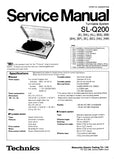 TECHNICS SL-Q200 TURNTABLE SYSTEM SERVICE MANUAL INC SCHEM DIAGS 17 PAGES ENG DEUT FRANC ESP