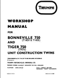 TRIUMPH BONNEVILLE 750 TIGER 750 MOTORCYCLE WORKSHOP MANUAL 217 PAGES ENG