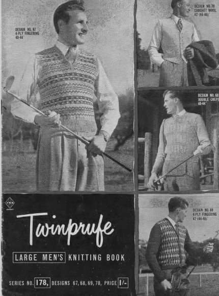 TWINPRUFE 178 LARGE MENS KNITTING PATTERNS KNITTING BOOK 12 PAGES ENG