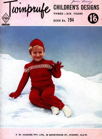 TWINPRUFE 194 CHILDRENS DESIGNS KNITTING PATTERNS KNITTING BOOK 16 PAGES ENG