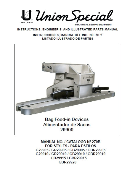 UNION SPECIAL 29900 SEWING MACHINE INSTRUCTIONS ENGINEERS AND ILL PARTS LIST 42 PAGES ENG