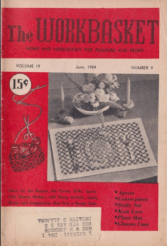 WORKBASKET VOL 19 NUMBER 9 JUNE 1954 SEWING KNITTING CROCHET PATTERNS NEEDLECRAFT MAGAZINE 48 PAGES ENGLISH