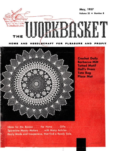 WORKBASKET VOL 22 NUMBER 8 MAY 1957 SEWING KNITTING CROCHET PATTERNS NEEDLECRAFT MAGAZINE 48 PAGES ENGLISH