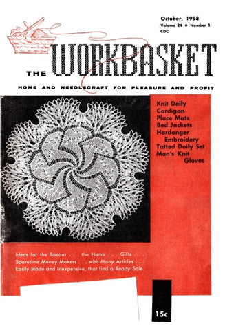 WORKBASKET VOL 24 NUMBER 1 OCT 1958 SEWING KNITTING CROCHET PATTERNS NEEDLECRAFT MAGAZINE 64 PAGES ENGLISH