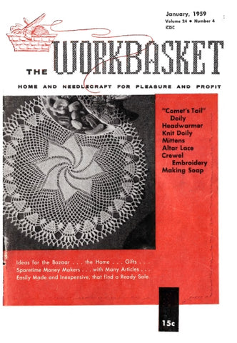 WORKBASKET VOL 24 NUMBER 4 JAN 1959 SEWING KNITTING CROCHET PATTERNS NEEDLECRAFT MAGAZINE 80 PAGES ENGLISH