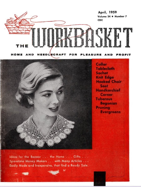 WORKBASKET VOL 24 NUMBER 7 APRIL 1959 SEWING KNITTING CROCHET PATTERNS NEEDLECRAFT MAGAZINE 80 PAGES ENGLISH