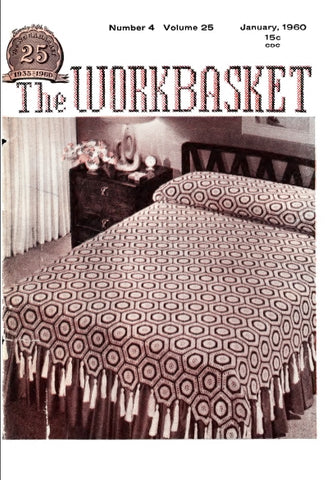 WORKBASKET VOL 25 NUMBER 4 JAN 1960 SEWING KNITTING CROCHET PATTERNS NEEDLECRAFT MAGAZINE 64 PAGES ENGLISH