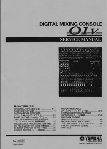 YAMAHA 01V DIGITAL MIXING CONSOLE SERVICE MANUAL 210 PAGES ENGLISH