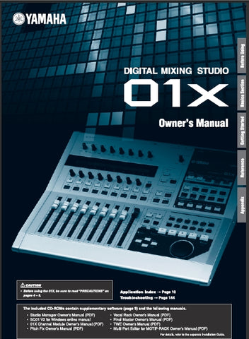 YAMAHA 01X DIGITAL MIXING STUDIO OWNERS MANUAL 2003 156 PAGES ENGLISH
