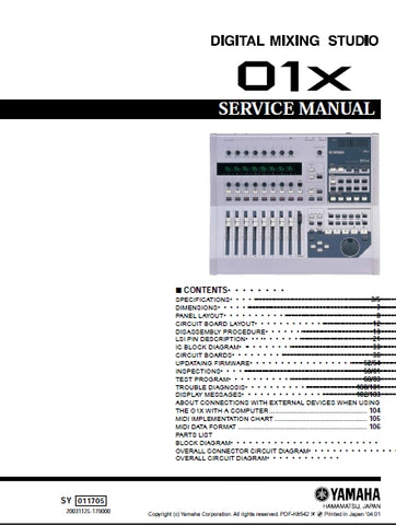 YAMAHA 01X DIGITAL MIXING STUDIO SERVICE MANUAL 153 PAGES ENGLISH