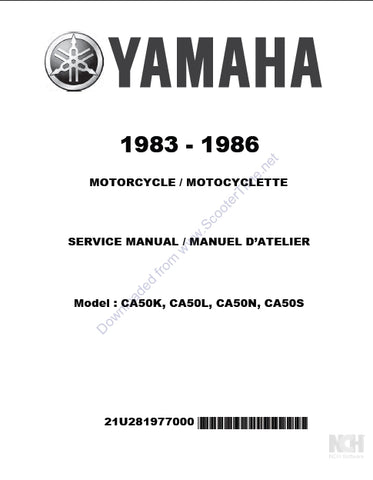 YAMAHA CA50K CA50L CA50N CA50S MOTORCYCLE/MOTOCYCLETTE SERVICE MANUAL/MANUEL D'ATELIER 269 PAGES ENGLISH FRANCAIS