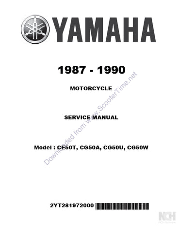 YAMAHA CE50T CG50A CG50U CG50W MOTORCYCLE SERVICE MANUAL 249 PAGES ENGLISH