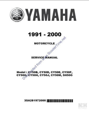 YAMAHA CY50B CY50D CY50E CY50F CY50G CY50H CY50J CY50M SH50G MOTORCYCLE SERVICE MANUAL 233 PAGES ENGLISH