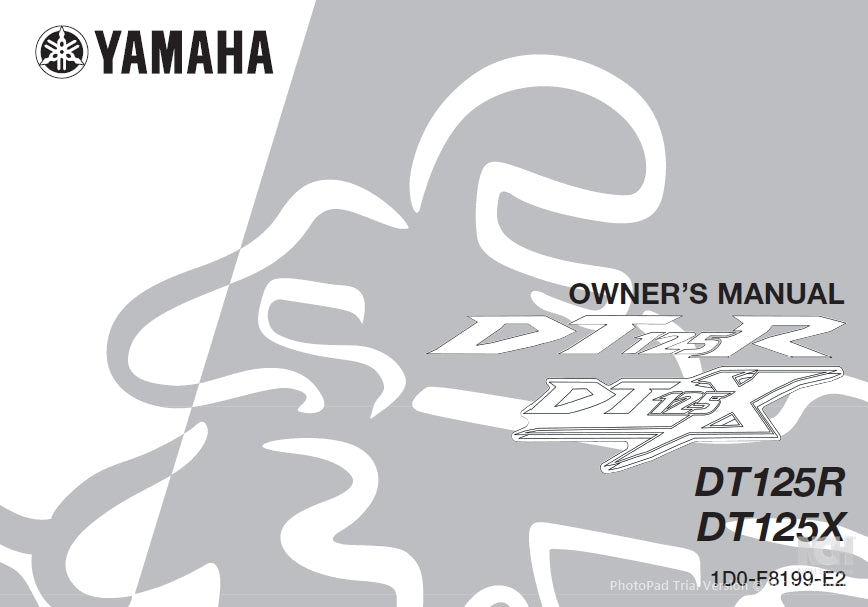 YAMAHA DT125R DT125X MOTORCYCLE OWNER'S MANUAL 74 PAGES ENG