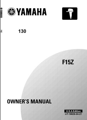 YAMAHA F15Z OUTBOARD MOTOR OWNERS MANUAL 126 PAGES ENGLISH