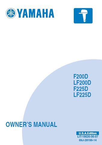 YAMAHA F200D LF200D F225D LF225D OUTBOARD MOTOR OWNERS MANUAL 81 PAGES ENGLISH