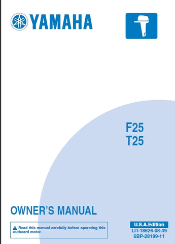 YAMAHA F25 T25 OUTBOARD MOTOR OWNERS MANUAL 108 PAGES ENGLISH