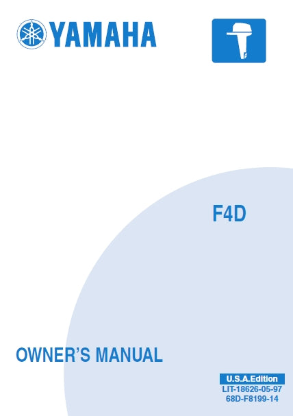 YAMAHA F4D OUTBOARD MOTOR OWNERS MANUAL 68 PAGES ENGLISH