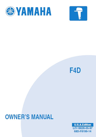 YAMAHA F4D OUTBOARD MOTOR OWNERS MANUAL 68 PAGES ENGLISH