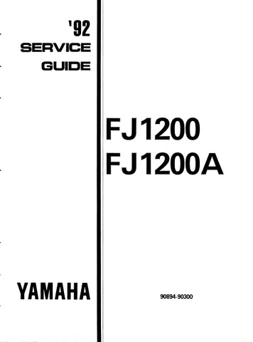 YAMAHA FJ1200 FJ1200A MOTORCYCLE SERVICE GUIDE INC SCHEM DIAGS 42 PAGES ENG