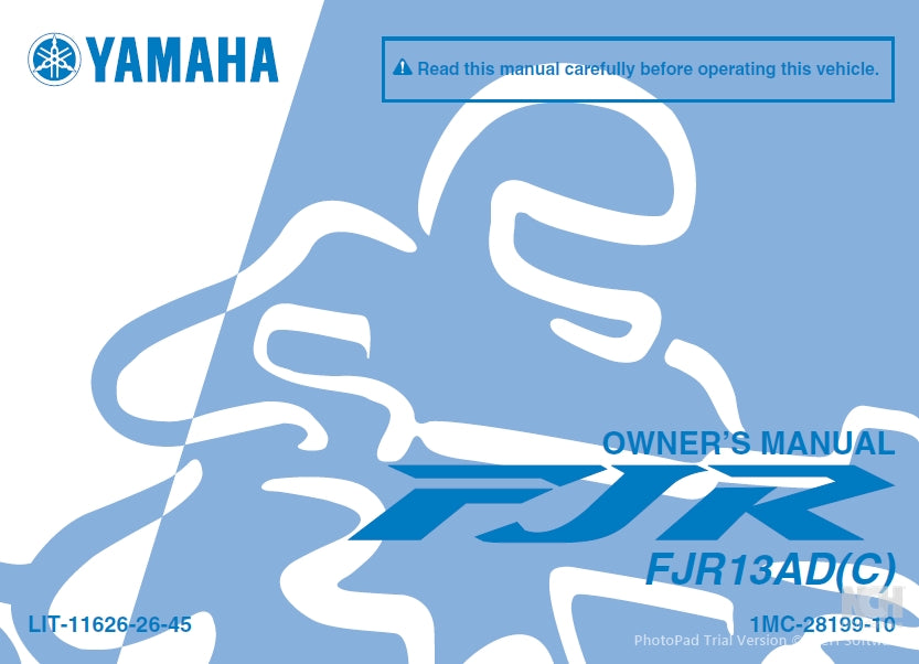 YAMAHA FJR13AD(C) MOTORCYCLE OWNER'S MANUAL 132 PAGES ENG