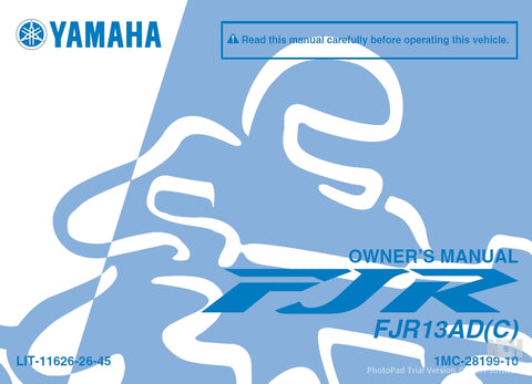 YAMAHA FJR13AD(C) MOTORCYCLE OWNER'S MANUAL 132 PAGES ENG
