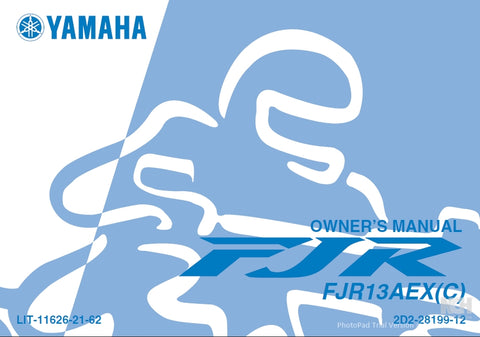 YAMAHA FJR13AEX(C) MOTORCYCLE OWNER'S MANUAL 112 PAGES ENG