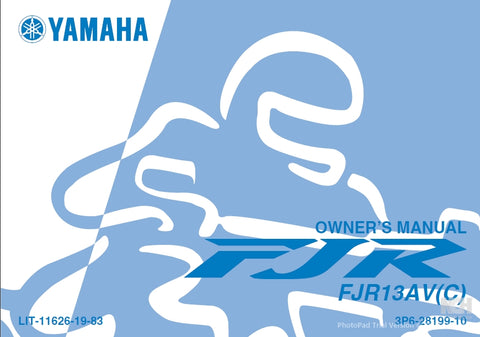 YAMAHA FJR13AV(C) MOTORCYCLE OWNER'S MANUAL 111 PAGES ENG