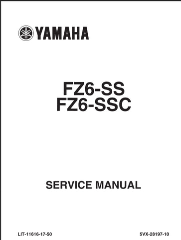 YAMAHA FZ6-SS FZ6-SSC MOTORCYCLE SERVICE MANUAL 432 PAGES ENGLISH