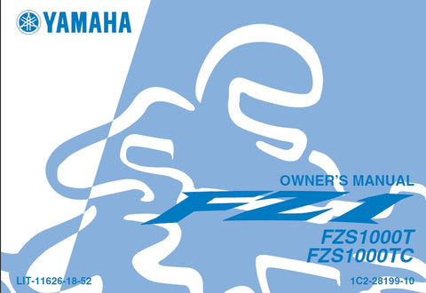 YAMAHA FZS1000T FZS1000TC MOTORCYCLE OWNERS MANUAL 104 PAGES ENGLISH