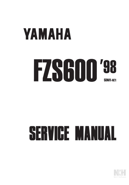 YAMAHA FZS600 MOTORCYCLE SERVICE MANUAL 364 PAGES ENGLISH