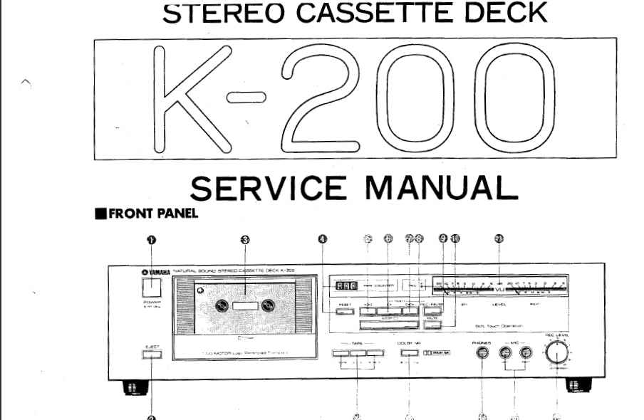 YAMAHA K-200 STEREO CASSETTE DECK SERVICE MANUAL INC SCHEM DIAGS 23 PAGES ENG