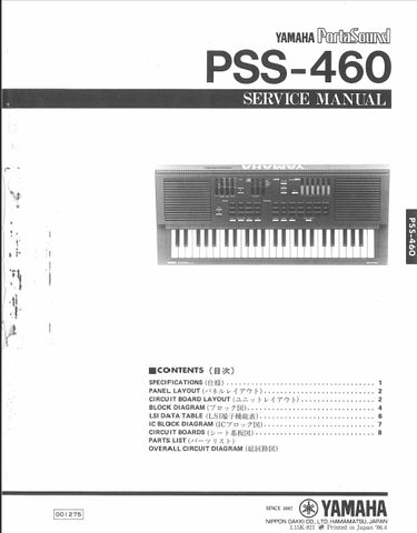 YAMAHA PSS-460 PORTASDOUND KEYBOARD SERVICE MANUAL 13 PAGES ENGLISH