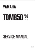 YAMAHA TDM850 MOTORCYCLE SERVICE MANUAL 323 PAGES ENGLISH
