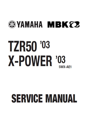 YAMAHA TZR50 X-POWER MOTORCYCLE SERVICE MANUAL 251 PAGES ENGLISH