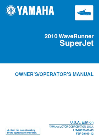 YAMAHA WAVERUNNER SUPERJET WATERCRAFT OWNER'S/OPERATORS MANUAL 86 PAGES ENG