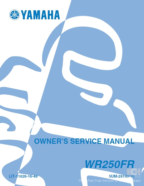 YAMAHA WR250FR MOTORCYCLE OWNERS SERVICE MANUAL 343 PAGES ENGLISH