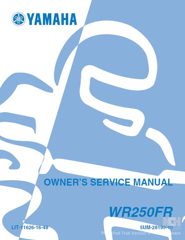 YAMAHA WR250FR MOTORCYCLE OWNERS SERVICE MANUAL 343 PAGES ENGLISH