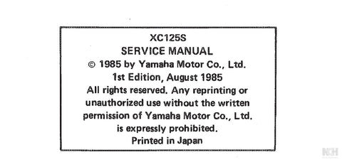 YAMAHA XC125 SCOOTER SERVICE MANUAL 175 PAGES ENGLISH