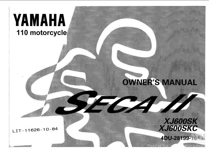 YAMAHA XJ600SK XJ600SKC SECA II MOTORCYCLE OWNER'S MANUAL 110 PAGES ENG