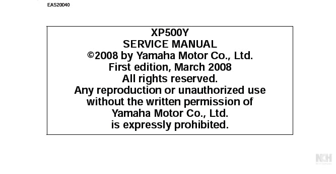 YAMAHA XP500Y SCOOTER SERVICE MANUAL 382 PAGES ENGLISH