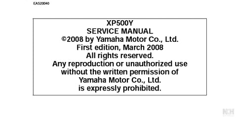 YAMAHA XP500Y SCOOTER SERVICE MANUAL 382 PAGES ENGLISH