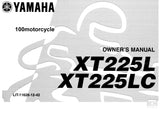 YAMAHA XT225L XT225LC MOTORCYCLE OWNER'S MANUAL 98 PAGES ENG