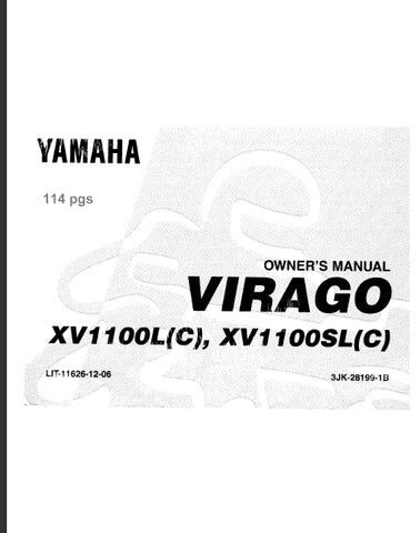 YAMAHA XV1100L(C) XV1100SL(C) VIRAGO MOTORCYCLE OWNER'S MANUAL 107 PAGES ENG