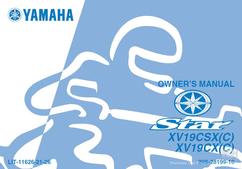 YAMAHA XV19CSX(C) XV19CX(C) MOTORCYCLE OWNER'S MANUAL 96 PAGES ENG